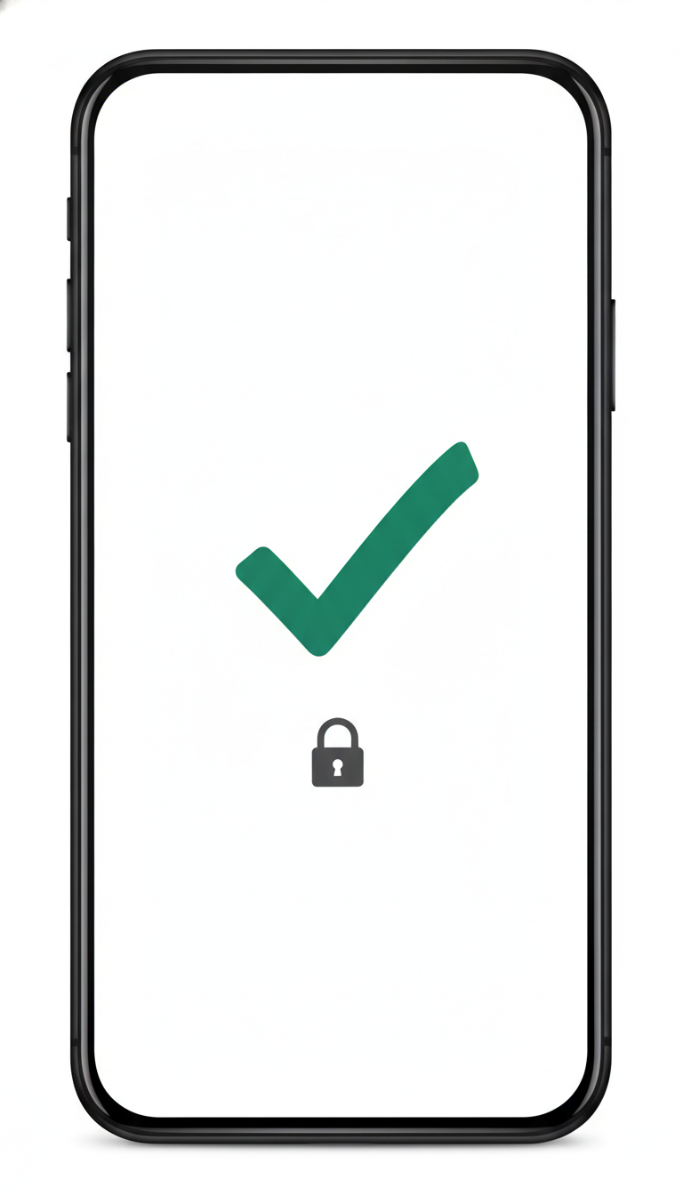 Téléphone avec tic vert et cadenas